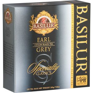 BASILUR Earl Grey - Ceylon zwarte thee met bergamotolie in zakjes, 100x2g