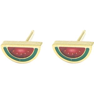 Oorbellen voor Kinderen - Watermeloen - RVS - 8 mm - Goudkleurig