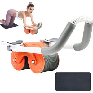 Buikoefenrol elleboogondersteuning-stabiele dubbele wielen-automatische terugstoot buikspiertrainer thuis fitness-kernkrachttraining