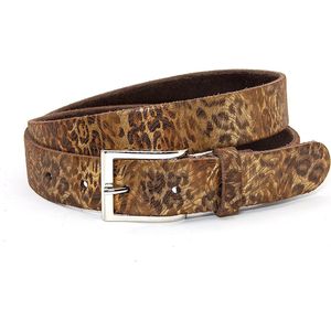 Thimbly Belts Dames riem met luipaard print - dames riem - 3.5 cm breed - Goud - Echt Nerf leder - Taille: 85cm - Totale lengte riem: 100cm