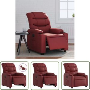 The Living Store Fauteuil verstelbaar elektrisch kunstleer wijnrood - Elektrische Fauteuil - Verstelbare Fauteuil - Lounge Fauteuil - Lederlook Fauteuil - Wijnrode Fauteuil