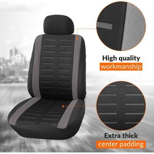 Auto-Stoelhoezen Set Universeel Zwart Grijs | Autostoel Hoezen met Deelbare Achterbank | Auto Accessoires Interieur