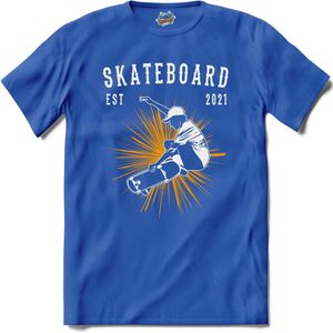 Skateboard | Skaten - Skateboard - T-Shirt - Unisex - Royal Blue - Maat XXL