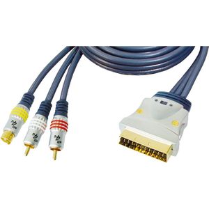 Premium S-VHS en Tulp 2x RCA (m) - Scart (m) IN / OUT kabel - 3 meter