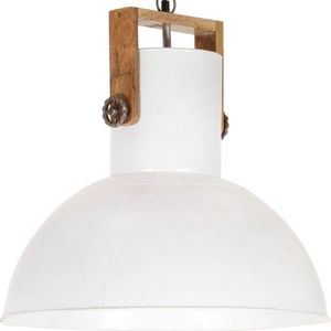 vidaXL Hanglamp industrieel rond 25 W E27 52 cm mangohout wit