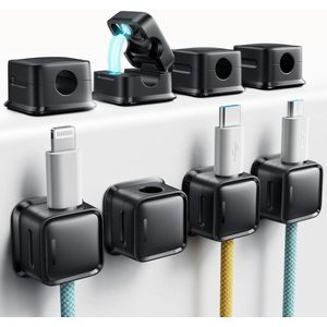 Kabelorganiser - Magnetische clips voor bureau - Set van 6 - Zwart