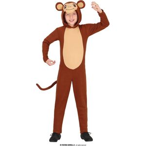 Guirca - Aap & Gorilla & Baviaan & King Kong Kostuum - Jaap De Grappige Kleine Aap Kind Kostuum - Bruin - 5 - 6 jaar - Carnavalskleding - Verkleedkleding