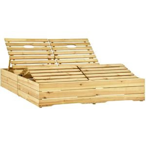 vidaXL Ligbed tweepersoons met beige kussens geïmpregneerd grenenhout Tuinbank - Lounge Stoel - Teak Bank - Buitentijdbank - Relax Fauteuil - Strandstoel - Zonnestoel - Zonnestoelen - Zonnebed - Zonnebedden