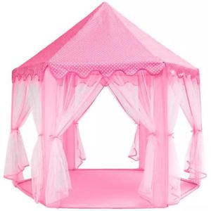 Speeltent voor Kinderen - Met Bodem - Vanaf 3 Jaar - 135x135x140cm - Kinderen Tent Kasteel - Voor binnen en Buiten- roze