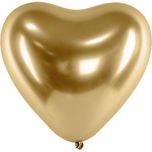 Partydeco - Ballonnen Chrome Glossy Hart Goud (50 stuks)