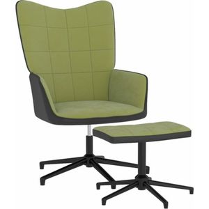 vidaXL Relaxstoel met voetenbank - Fluweel Lichtgroen Relaxfauteuil - Fauteuill - Lounge Stoel - Loungestoel - Fluweel Stoel - Groene Stoel - Moderne Stoel - Ergonomische Stoel - Leesstoel