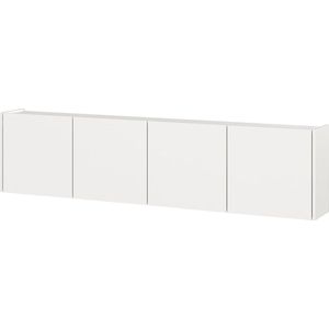 TV-meubel Lowie Wit - Breedte 183 cm - Hoogte 45 cm - Diepte 25 cm - Met planken - Met openslaande deuren