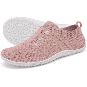 Somic Barefoot Schoenen - Instappers - Gymschoenen Zaalschoenen - Sportschoenen Sneaker - Ademend Knit Mesh - Platte Zool - Roze - Maat 42