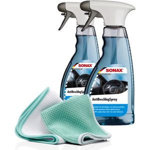 Sonax Anti Condens Spray VOORDEEL SET bestaande uit; 2 x Anti Condens Spray 500 ml, 2 Microfiber doekjes 40 x 40 cm.