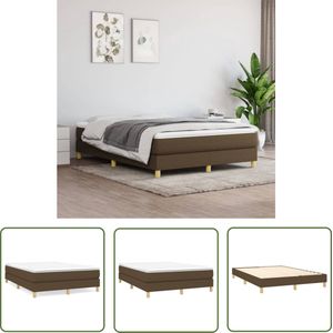 vidaXL Tweepersoons Bed - Boxspring Frame - Bedframe zonder matras stof donkerbruin 140x200 cm - Donkere Houten Meubels - Stoffen Bedframe - Slaapkamer Decoratie