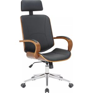In And OutdoorMatch Consalvo Bureaustoel Mario - Zwart - Op wielen - Kunstleer - Voor volwassenen - Ergonomische bureaustoel - In hoogte verstelbaar 45-52cm