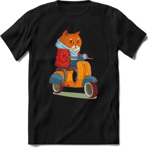 Casual scooter kat T-Shirt Grappig | Dieren katten Kleding Kado Heren / Dames | Animal Skateboard Cadeau shirt - Zwart - XXL
