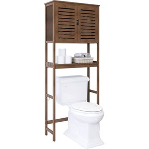 Wasmachine ombouw - Wasmachine meubel - Wasdroger kast - Walnoot bruin - Wasmachine opbouwmeubel - Wasmachine kast - Duurzaam - Opbergrek - Toiletkastje - Badkamerkastje - WC kastje - Smal Kastje - Toilet kastje
