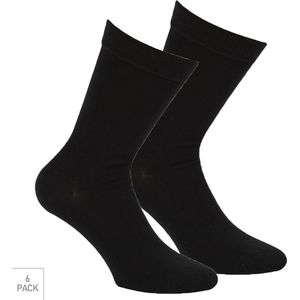 Sokken Met Bamboe & Wol Mix 6-Pack - Zwart - Maat 46-47 - Ideale Sokken Voor Fijne Warme En Droge Voeten - Dames / Heren