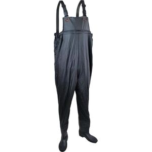 EASTWALL Waadpak – Schoenmaat 42 – Waterdicht PVC – Waadbroek met laarzen – Warmtepak – Lieslaarzen – Grijs/Blauw