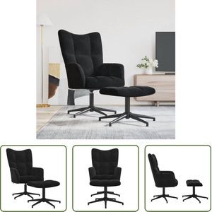 The Living Store Relaxstoel The Living Store Fluwelen Fauteuil - 62x68x98cm - Zwart