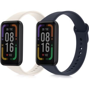kwmobile 2x horlogebandjes geschikt voor Xiaomi Redmi Smart Band Pro bandje - Smartwatch bandjes van TPU - Activity tracker horloge band in donkerblauw / beige