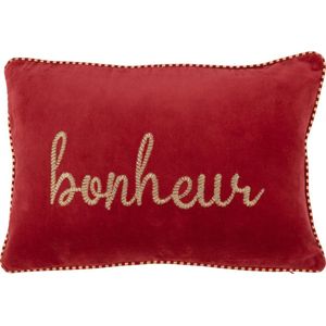 J-Line kussen Bonheur - textiel - rood/goud