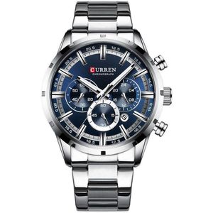 Curren Horloges voor Mannen Jongens Horloges - Zilver Blauw