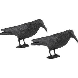 Set van 2x stuks vogelverschrikkers/ duivenverjagers raaf/zwarte kraai 38 cm - vogels verjagen