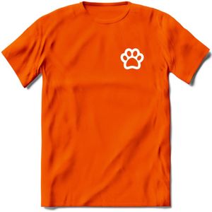 Cat Paw - Katten T-Shirt Kleding Cadeau | Dames - Heren - Unisex | Kat / Dieren shirt | Grappig Verjaardag kado | Tshirt Met Print | - Oranje - 3XL