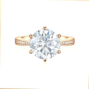 Sophia - 18k Roségouden Moissanite Verlovingsring met Pavé Zijstenen - 4 karaat