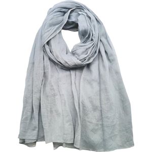 Lange dames sjaal Idris effen grijs 100% katoen natuurlijk materiaal