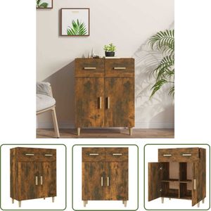 The Living Store Dressoir 69,5x34x89 cm bewerkt hout gerookt eikenkleurig - Dressoir - Meubels - Houten Dressoir - Vintage Dressoir - Landelijk Dressoir
