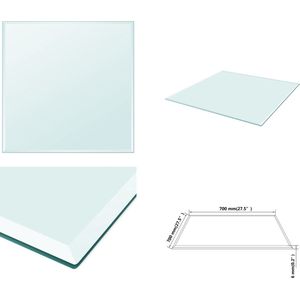 vidaXL Tafelblad van gehard glas 700x700 mm vierkant - Tafelblad - Tafelbladen - Vervangingstafelblad - Vervangingstafelbladen