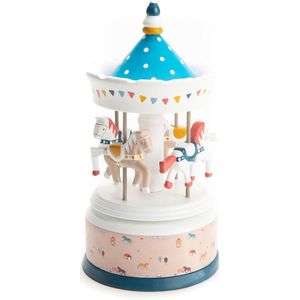 Muziekdoos Carrousel Blauw met Circus Paardjes