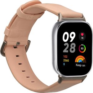 kwmobile Lederen Horlogebandje - Geschikt voor Xiaomi Redmi Watch 4 - Oudroze