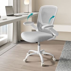 Bureaustoel – Ergonomisch – Met Gaas – 53 cm Zitting – Lichtgrijs – Stevige Rugsteun