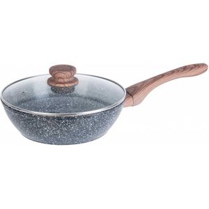 Kinghoff 1584 - Wokpan met deksel - Graniet / hout - 28 cm