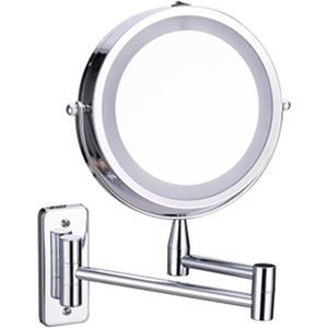Make Up Spiegel met LED Verlichting - Rond - Scheerspiegel - 3X vergroting - 15 CM - Chroom - Scheerspiegel - Opmaakspiegel - USB Oplaadbaar - Vergrotings Spiegeltje - 360° Verstelbaar