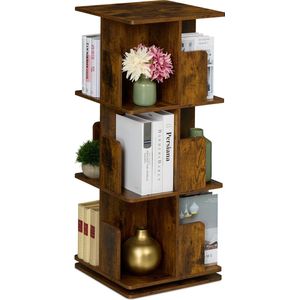 draaiende boekenkast - 3 etages - 95x39x39 cm - industrieel