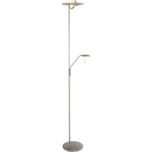 LED vloerlamp met uplighter en leeslamp Zodiac | 2 lichts | grijs / zilver | kunststof / metaal | 185 cm hoog | Ø 28 cm voet | staande lamp / vloerlamp | modern design