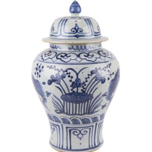 The Ming Garden Collections-sChinees Porseleins-sOude Porseleinen Pot Met Lotus En Vissens-sBlauw & Wit