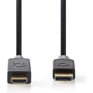 Nedis DisplayPort-Kabel - DisplayPort Male - HDMI Connector - 4K@30Hz - Verguld - 1.00 m - Rond - PVC - Antraciet - Doos