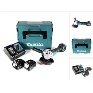 Makita DGA 511 RMJ accu haakse slijper 18V 125mm borstelloos + 2x accu 4.0Ah + lader + Makpac