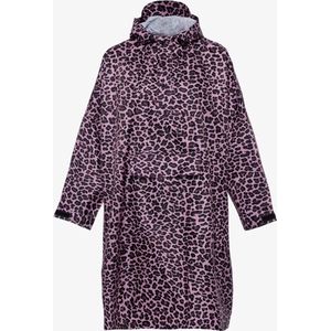 Mountain Peak kinder regenponcho met luipaardprint - Roze - Winddicht en waterafstotend - Ademend materiaal - Maat 116/134