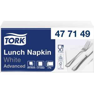 Tork tissue servet 33x33cm 2-laags 1/4-vouw wit 10x200
