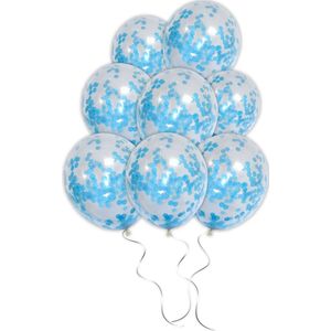 LUQ - Luxe Licht Blauwe Confetti Helium Ballonnen - 25 stuks - Verjaardag Versiering - Decoratie - Latex Ballon Licht Blauw