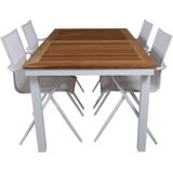 Panama tuinmeubelset tafel 90x160/240cm en 4 stoel Alina wit, naturel.