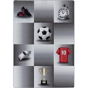 Tapijtenloods Play Vloerkleed Kinderkamer Soccer Star Laagpolig Grijs- 160x230 CM