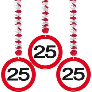 Folat - Hangdecoratie verkeersbord 25 (3 stuks)